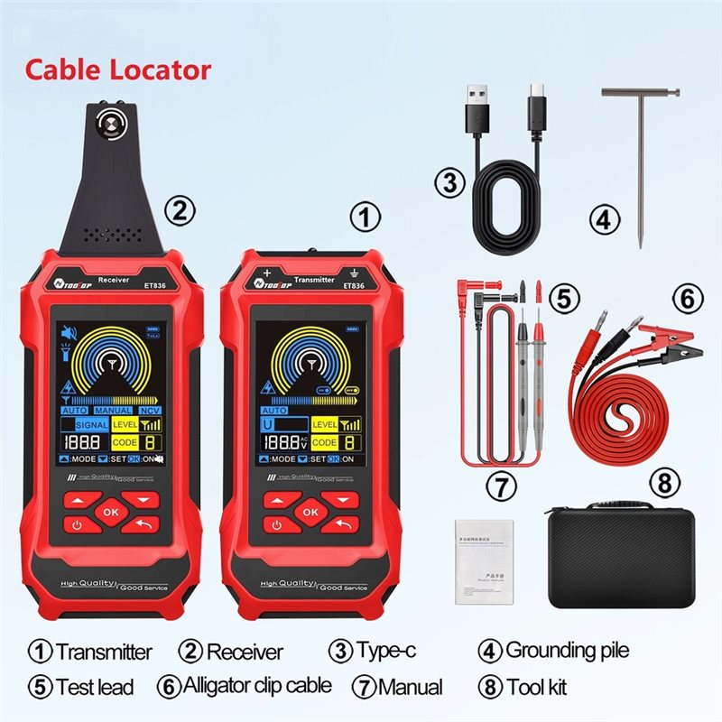 AA51 TOOLTOP ET836 Dual Flashl - огляд і ціна Underground Cable Detector